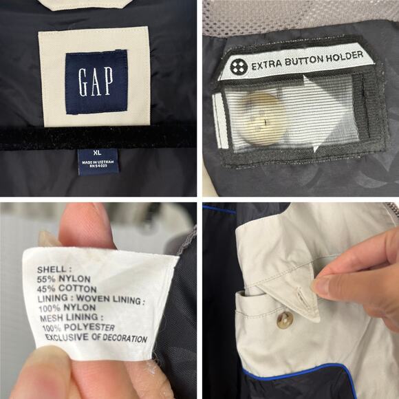 Men's GAP Vintage-Style Golf Dad Harrington Jacket '80s Bomber Stone/Khaki - XL - Picture 6 of 11